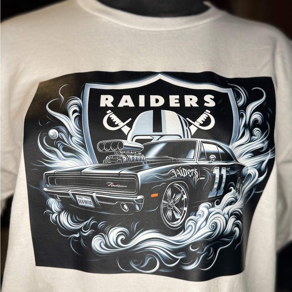 Gildan White Raiders Car Graphic Tee